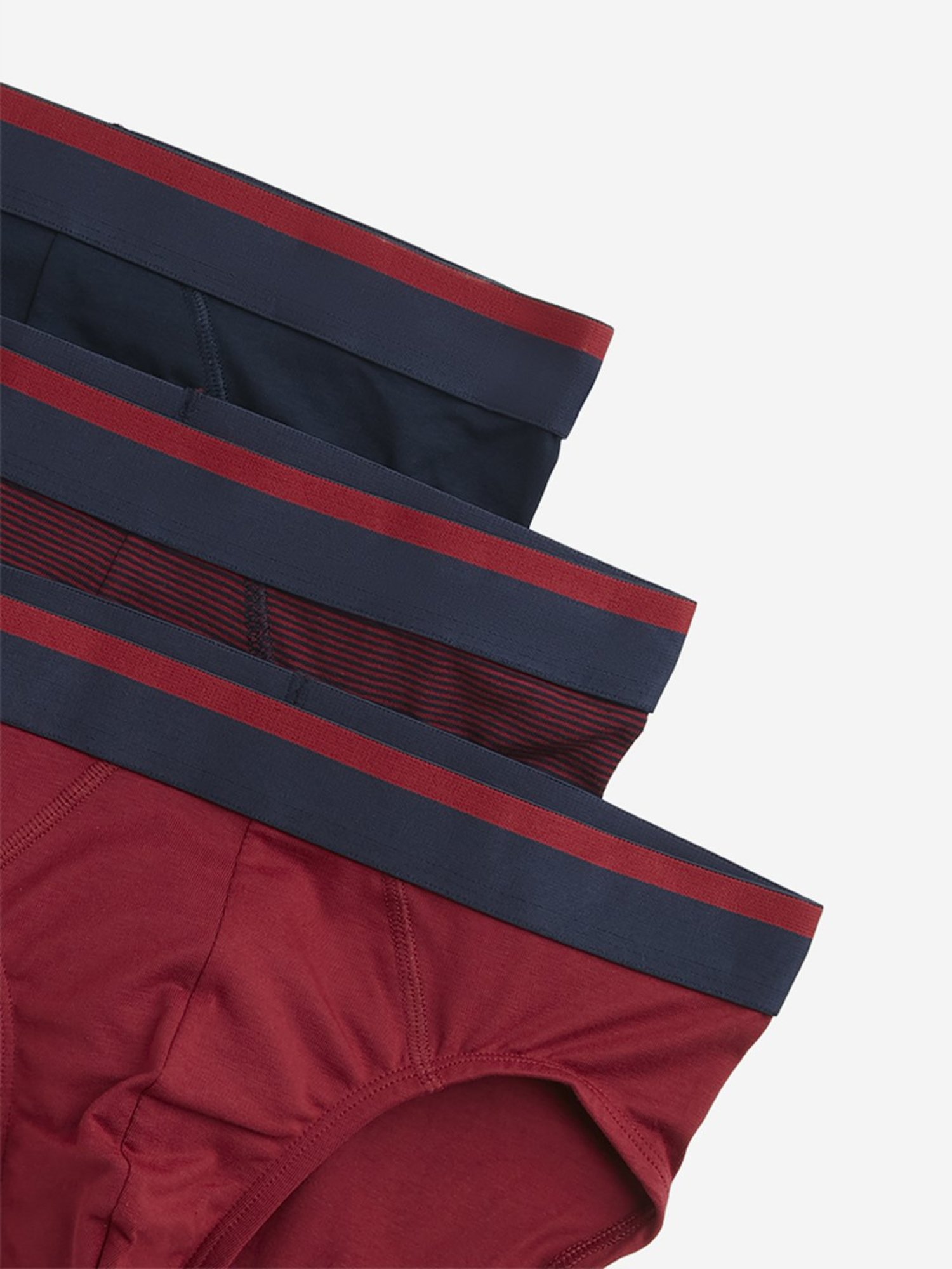 WES Lounge by Westside Red Solid Cotton Blend Briefs - Pack of 3