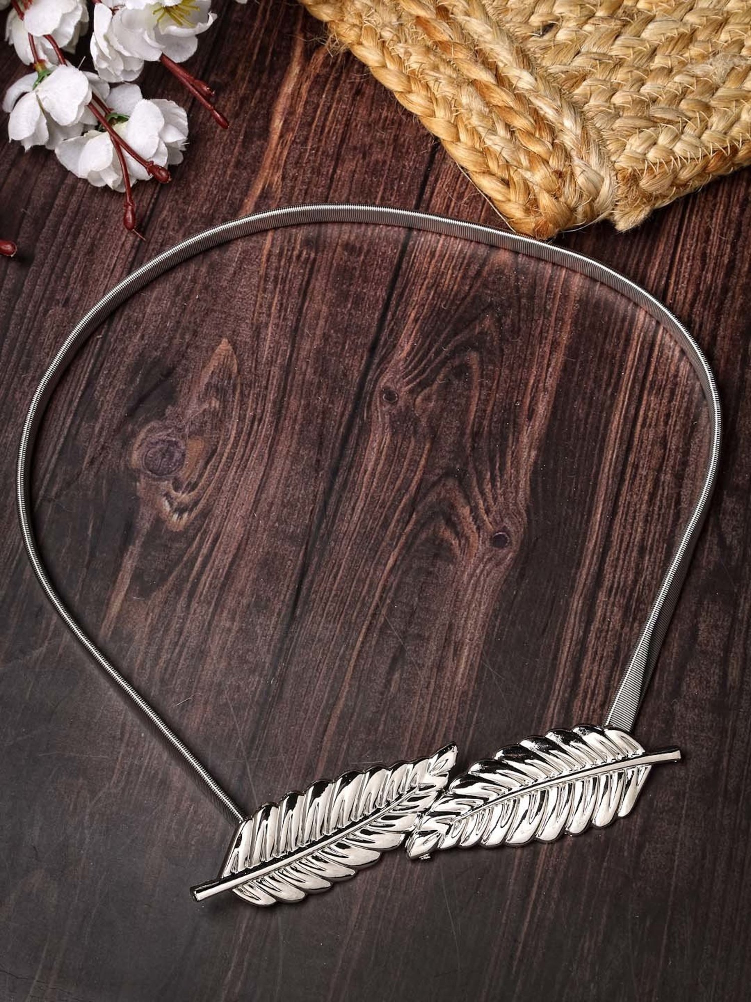 NVR Silver Plated Circular Stretchable Metal Belt for Women