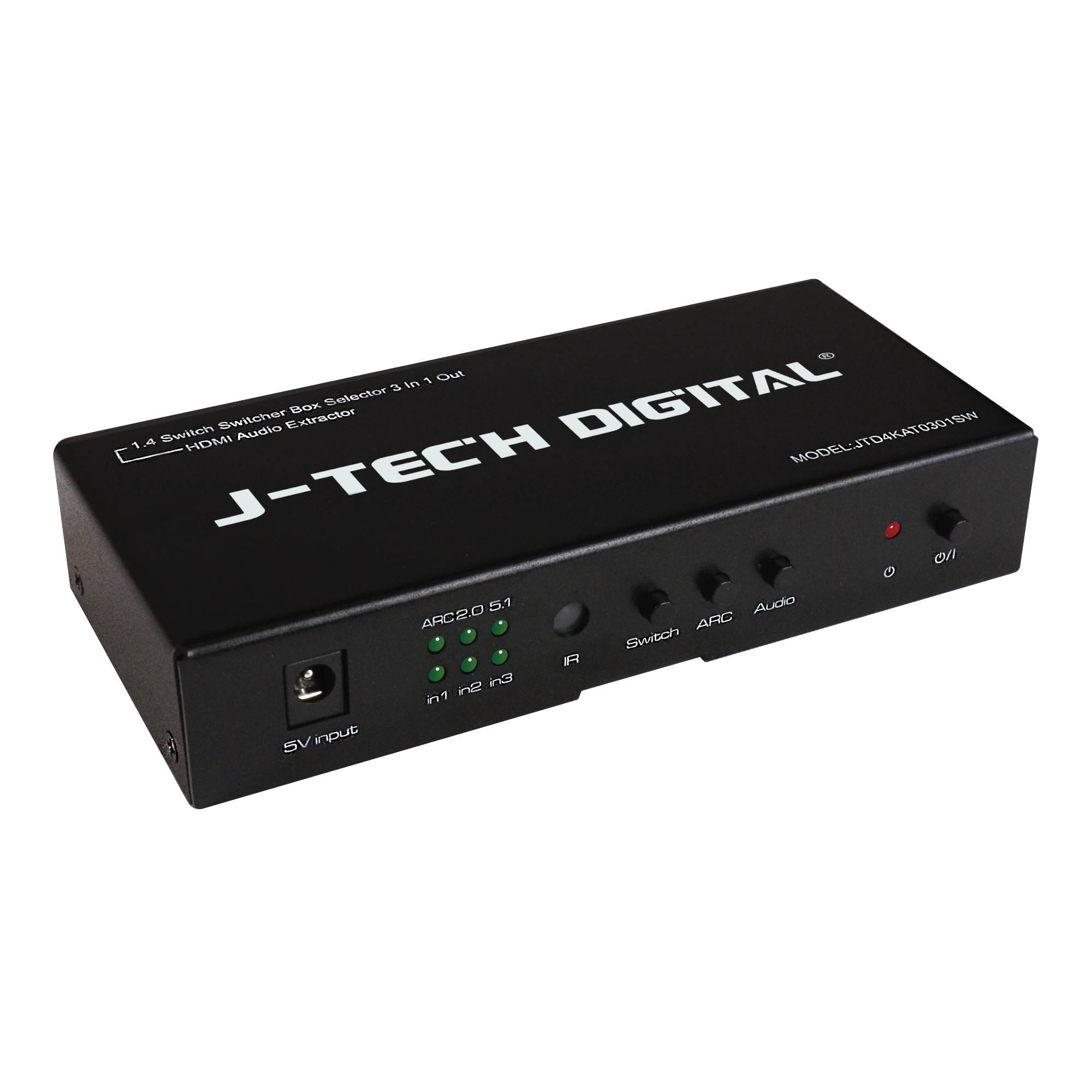 J-Tech Digital HDMI 1.4 Switch Switcher Box Selector 3 in 1 Out Audio Extractor w/Optical SPDIF & RCA L/R Audio Out & IR Control Supports ARC, MHL, 4K, Full 3D, 4kx2k, 1080P (Support Apple TV 4Gen)