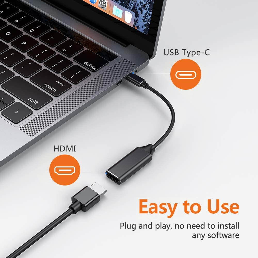 USB C to HDMI Adapter, USB Type-C to HDMI Adapter 4K Cable [Thunderbolt 3 Compatible], Video Audio Output for MacBook Pro 2019/2018/2017, MacBook Air, iPad Pro 2018, Samsung, Huawei Mate 20 and More