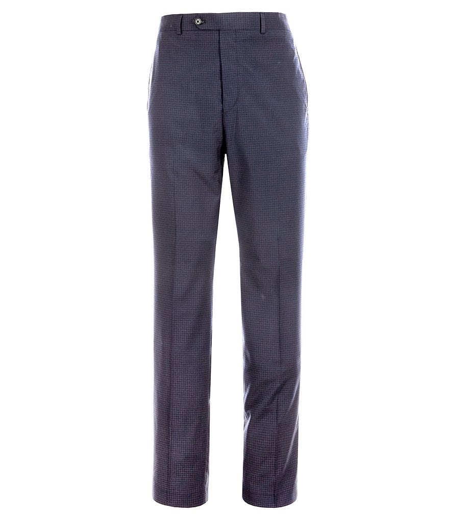 Hart Schaffner Marx Plaid Flat-Front Trouser Pants