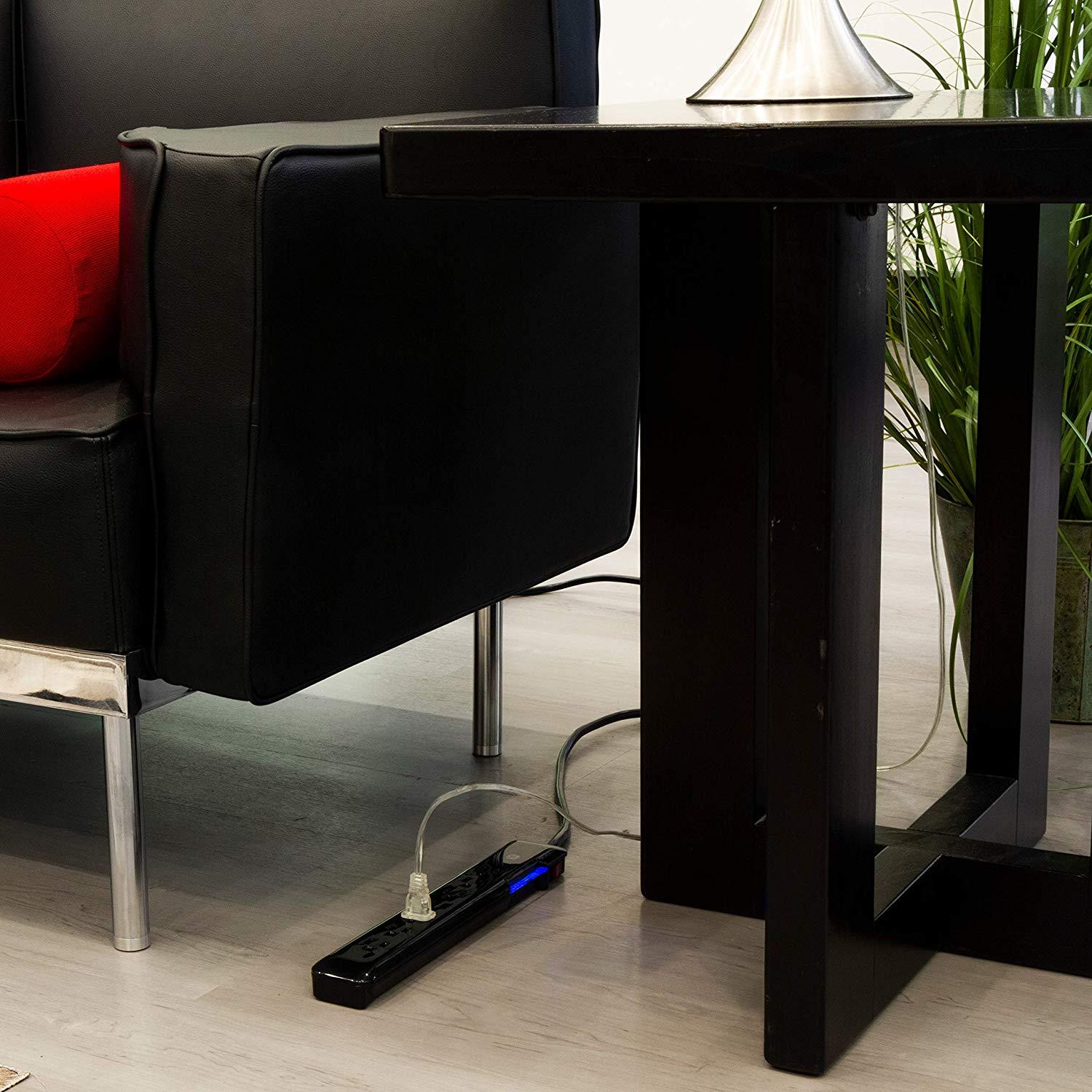 GE Surge Protector, 7 Outlet Power Strip, Long 4ft Power Cord, Flat Plug, Power Filter, Circuit Breaker, 1080 Joules, Warranty, Black, 34460