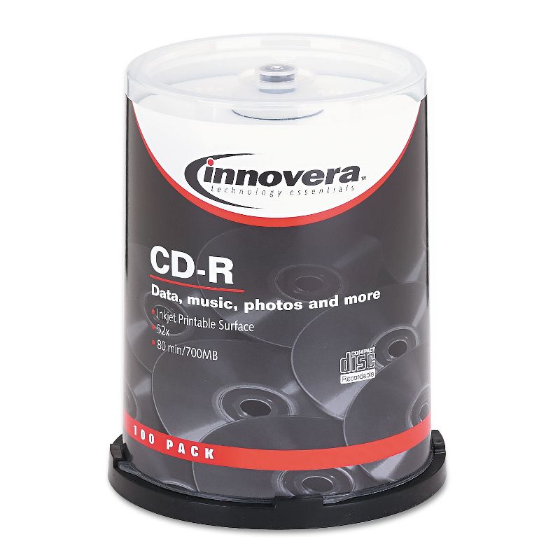 Innovera CD-R Discs Hub Printable 700MB/80min 52x Spindle Matte White 100/Pack 77815
