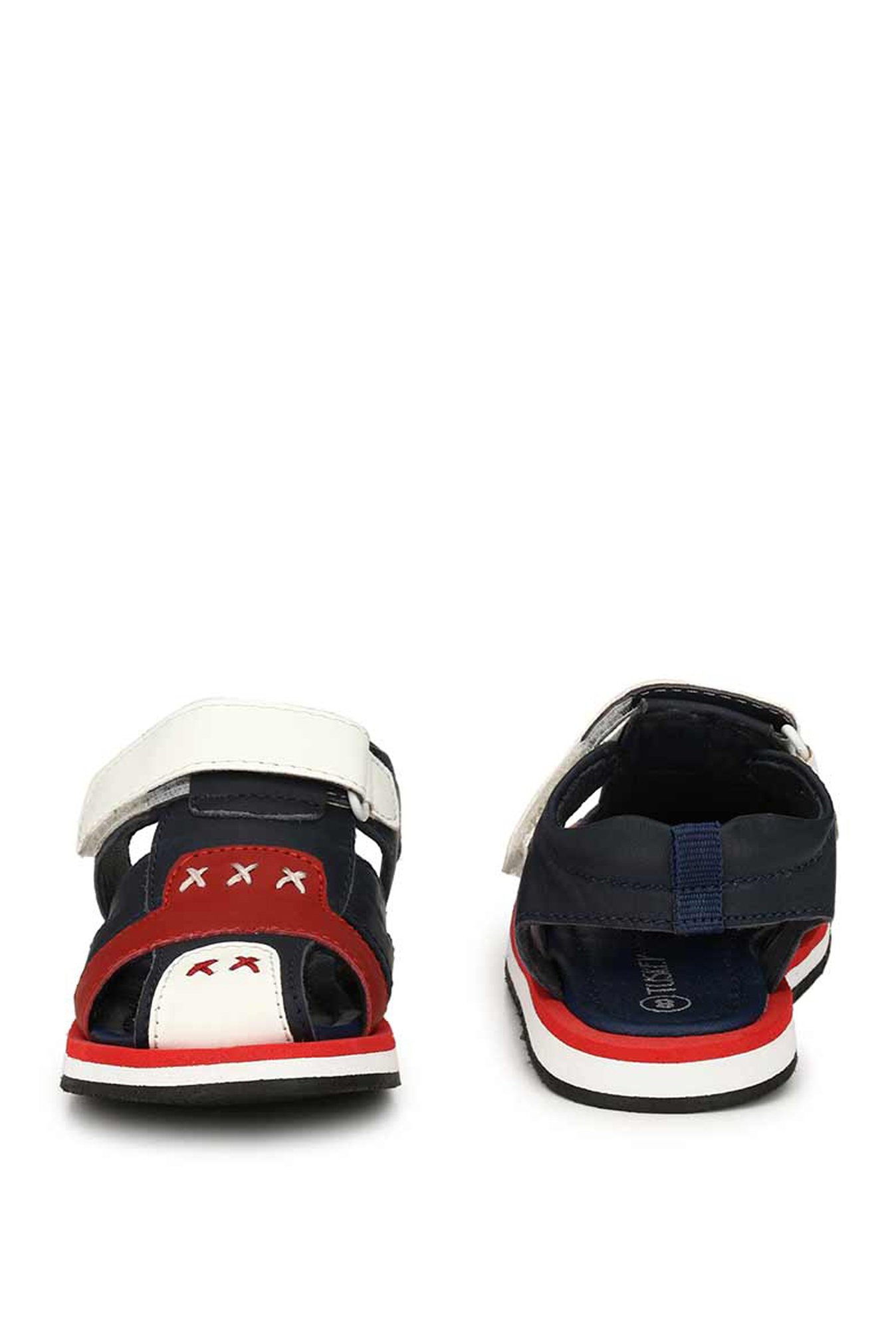 Tuskey Kids Blue & Red Leather Sandals