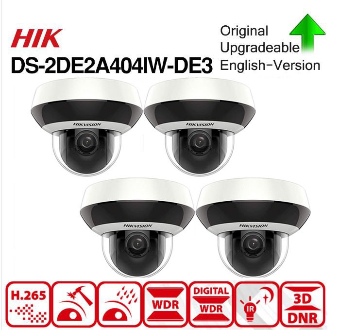 Hikvision 4MP HD PTZ Outdoor POE IP Camera DS-2DE2A404IW-DE3, Pan/Tilt/2.8mm~12mm 4X Optical Zoom, 4-Megapixel (2560x1440),Night Vision 20m,SD Card Recording,Audio Input Output IP66 IK10 H.265+, 1-Pcs
