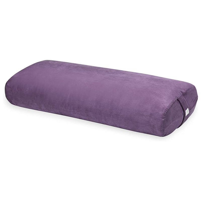 Gaiam Yoga Bolster Rectangular Meditation Floor Cushion Support Pillow with Soft Plush Cotton for Full Body Support and Carrying Handle, Purple