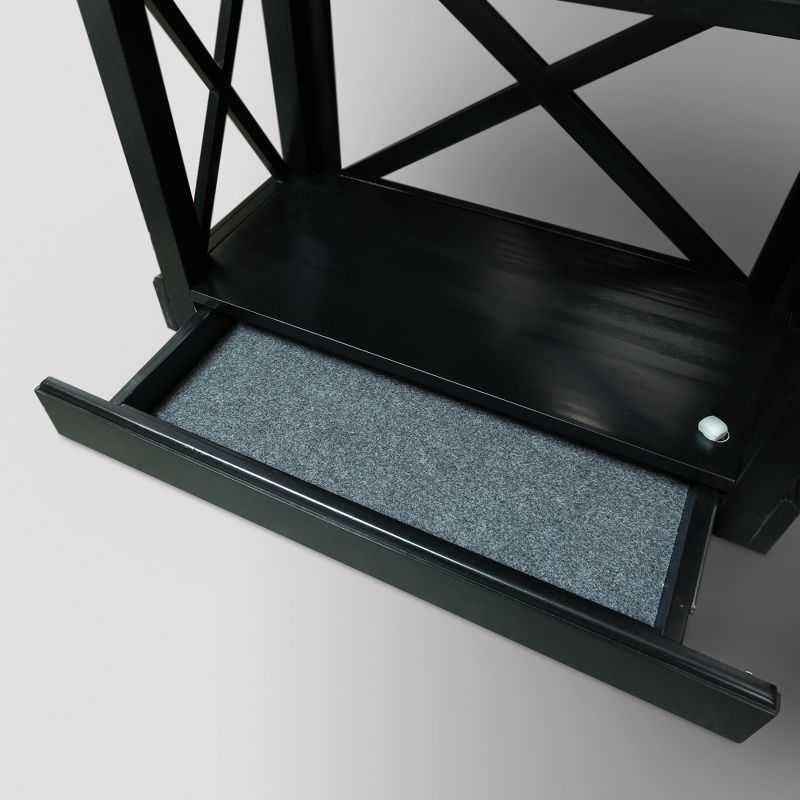 33" Jackson 3 Shelf Bookcase with Concealed Drawer Black - Flora Home