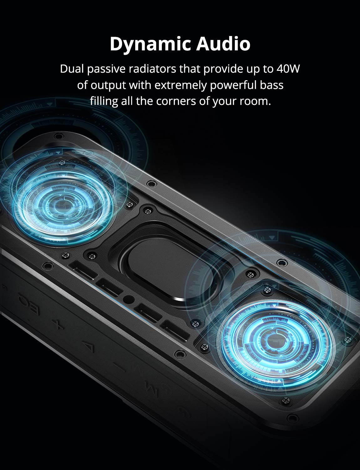 Portable Bluetooth Speakers, Tronsmart Force SoundPulse 40W IPX7 Waterproof Bluetooth 4.2 Wireless Speakers with 15-Hour Playtime, TWS, Dual-Driver with Built-in Mic, NFC, Deep Bass (Force)