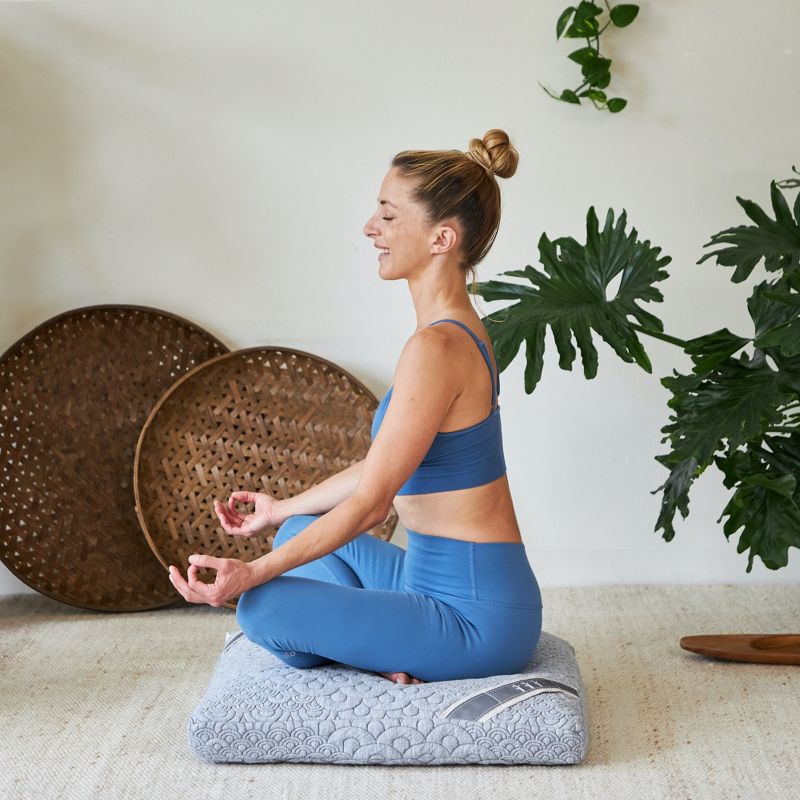 Brentwood Home Crystal Cove Square Meditation Cushion, Buckwheat Zabuton Floor Pillow, Made in California