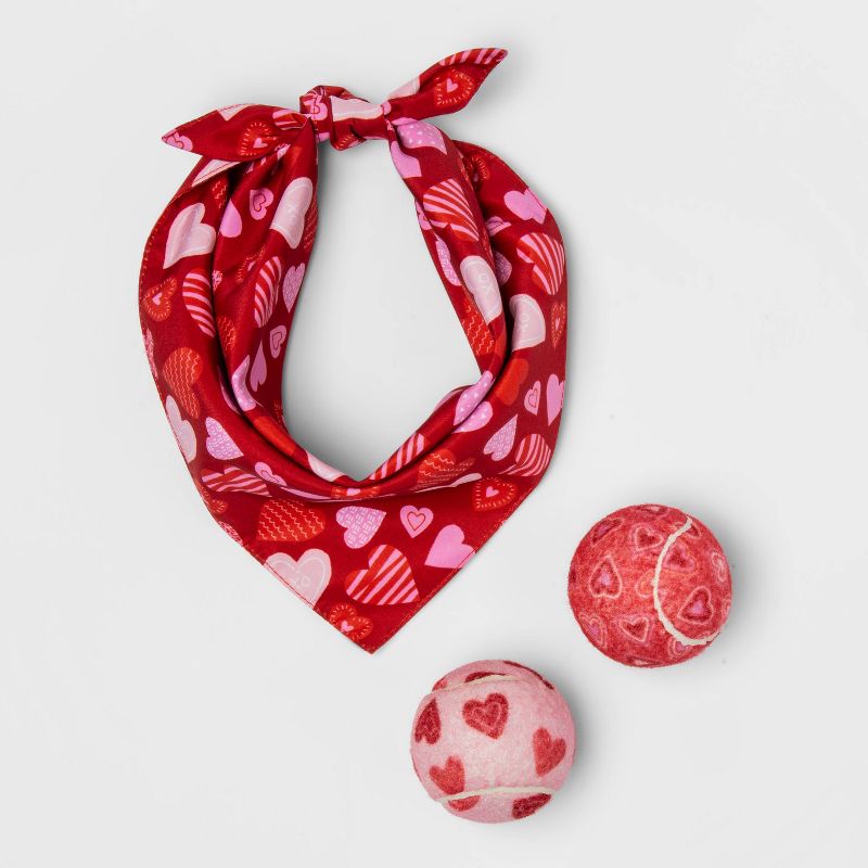 Heart Print Tennis Balls Dog Toy 2 pack - Red - 2.5" - Boots & Barkley™