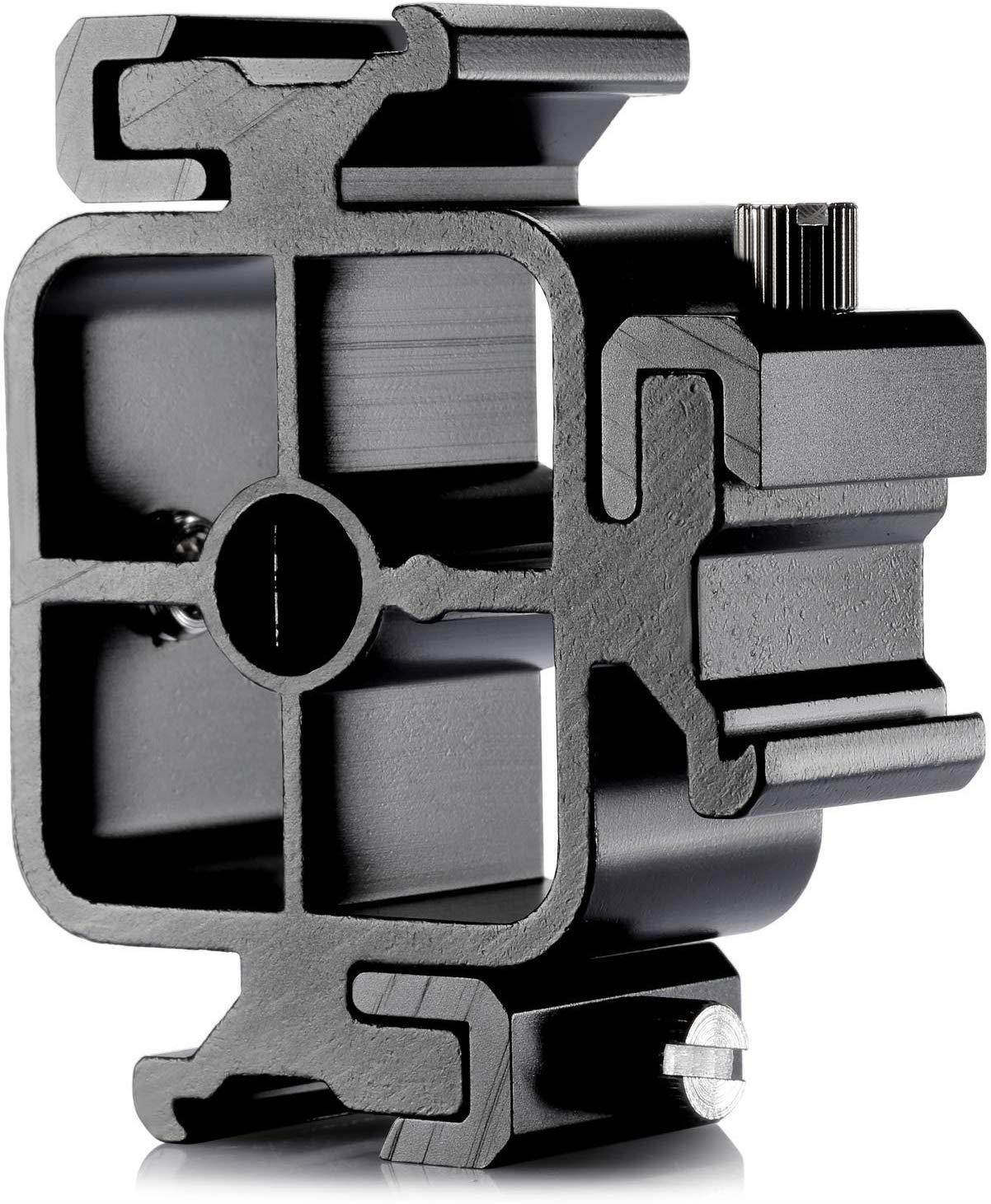 3-in-1 Triple Hot Shoe Mount Adapter with 1/4''-3/8'' Tripod Screw Thread for Flash Holder Bracket Light Stand Umbrella Holder fits Canon, Nikon, Olympus Flash Speedlite