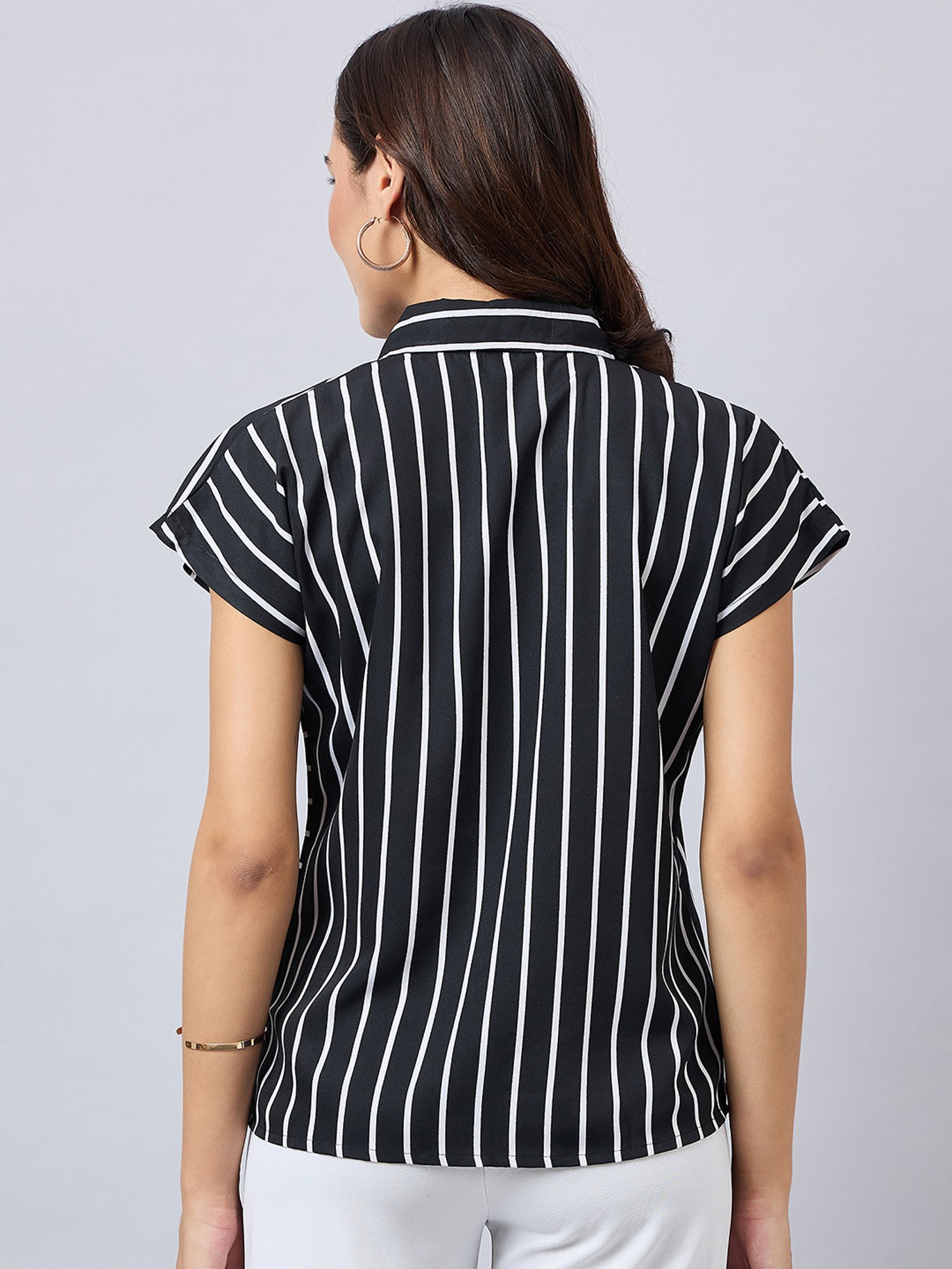 Style Quotient Black Striped Formal Shirt