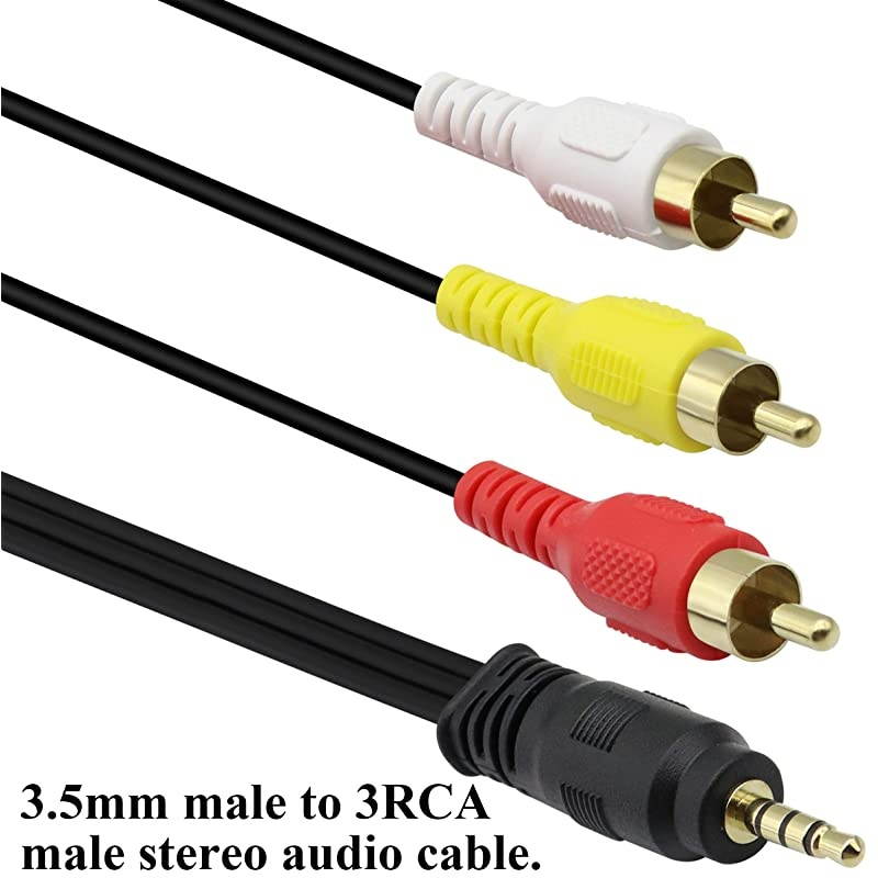 35mm to 3 RCA Audio Connector Cable Gold Plated 4 Pole 18 inch Male to 3 RCA Male TTRS Stereo Audio Adapter Cable for AVAudioVideoLCD TVHDTV etc15m5ft MM