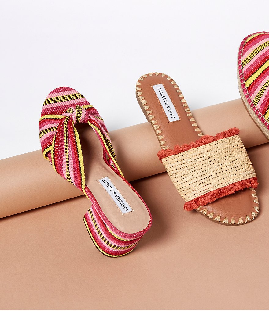 Chelsea & Violet Gia Knot Stripe Printed Mules