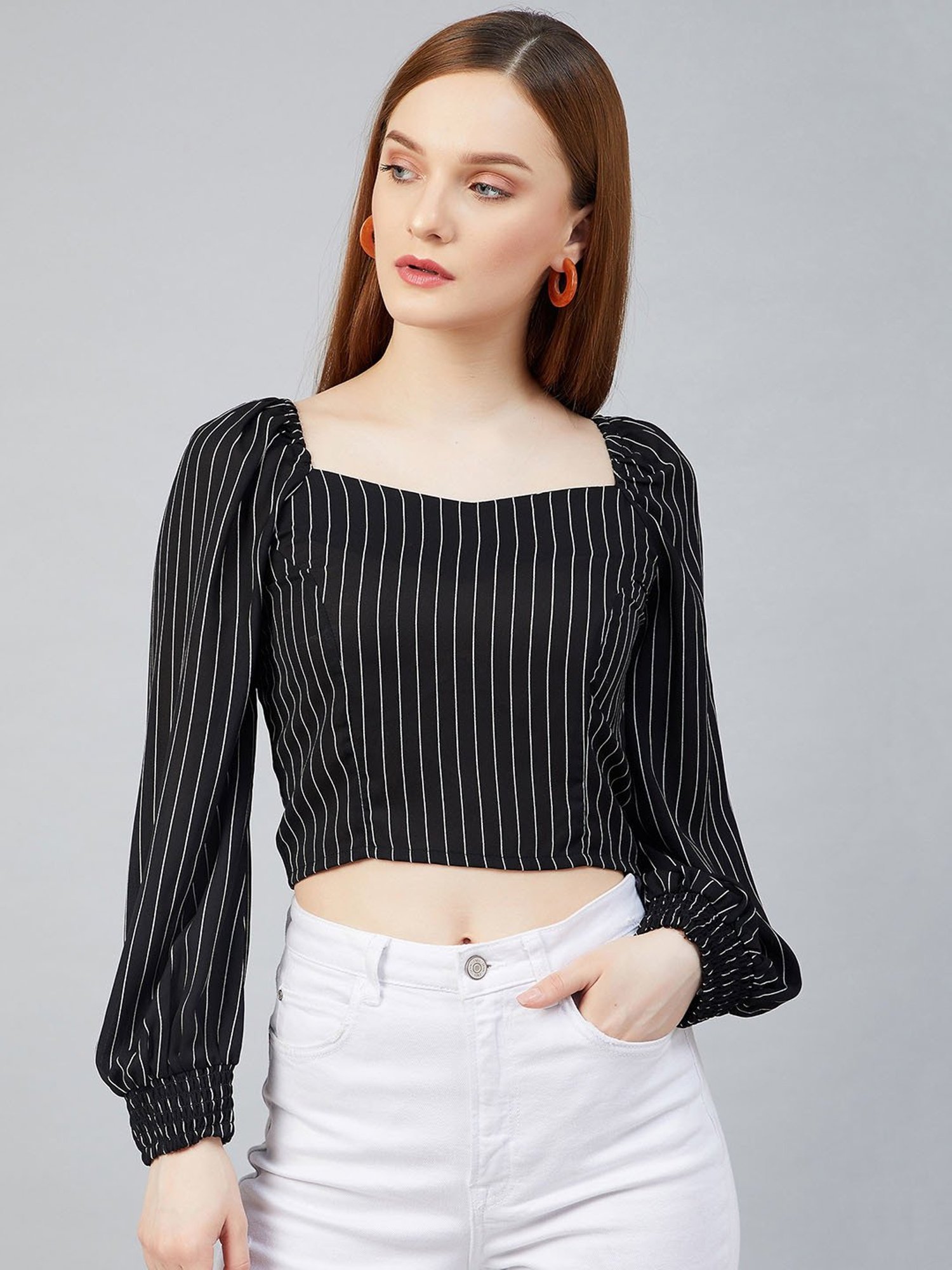 Rare Black Striped Crop Top