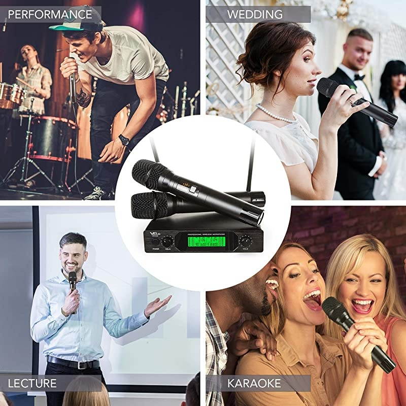 Wireless Microphone Professional Dual Channel Handheld Wireless Mic System with 2 mics 200 ft Long RangeIdeal for Karaoke ChurchWeddings Events