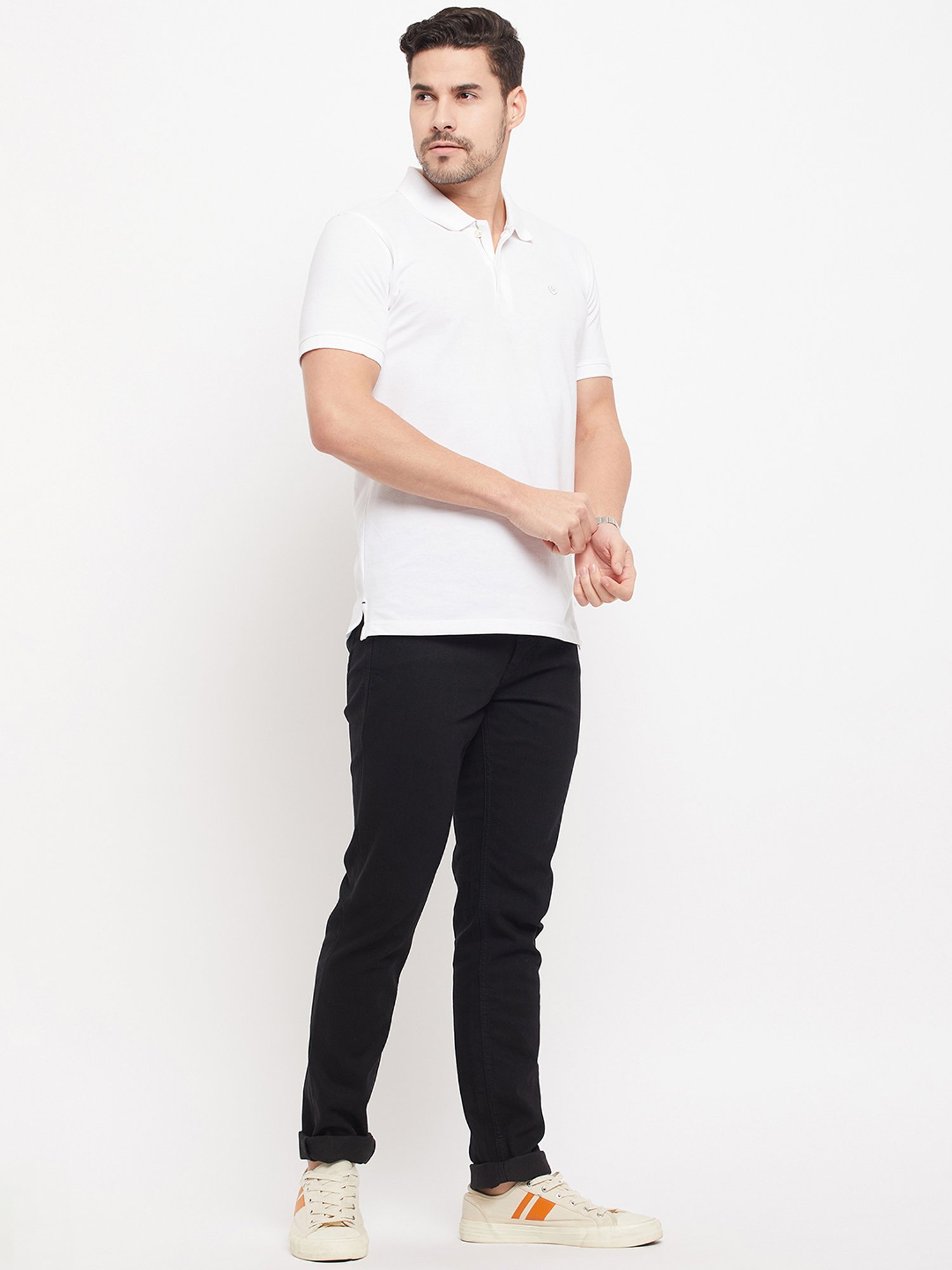 Cantabil White Regular Fit Polo T-Shirt