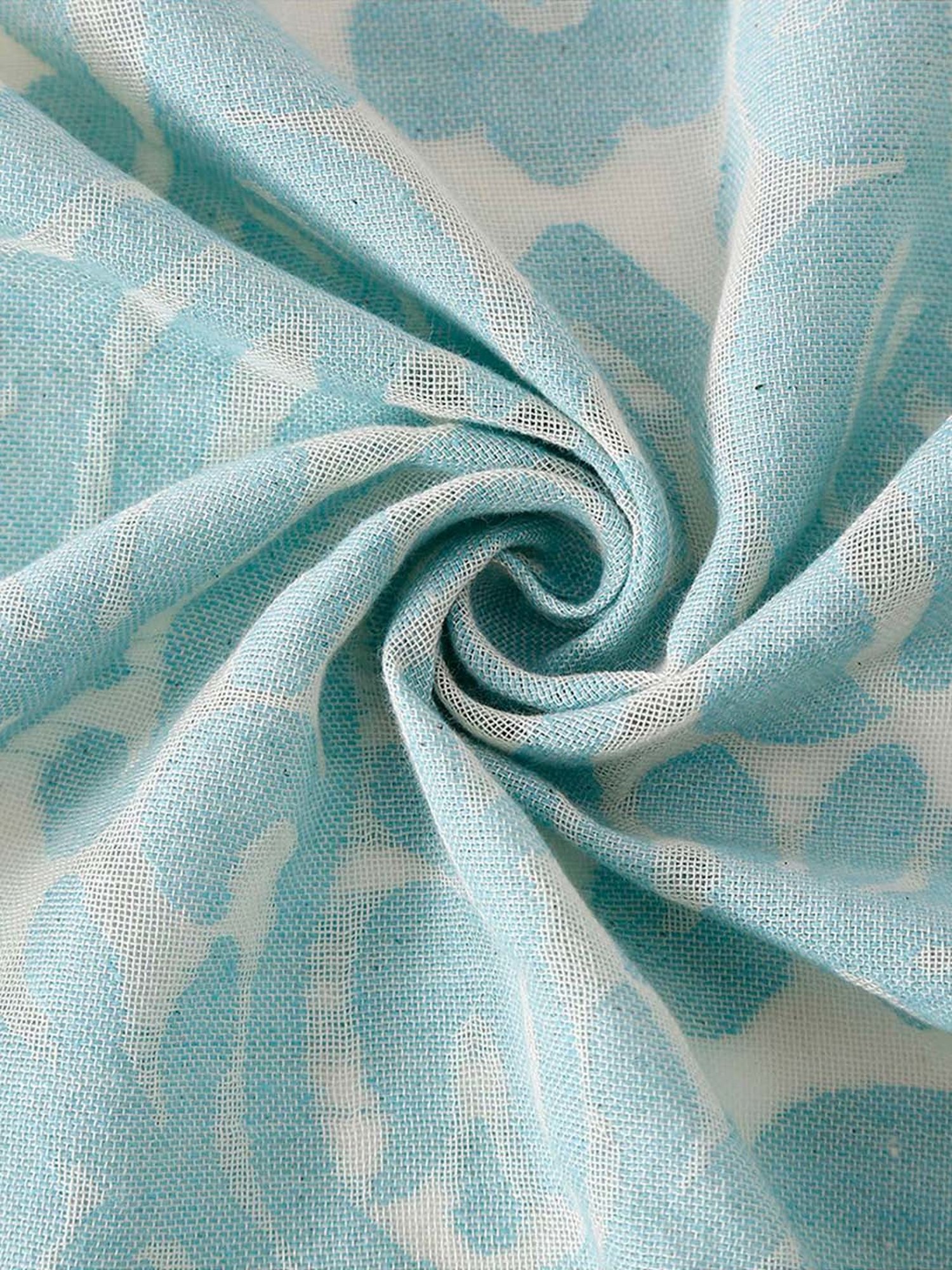 Fabindia Home Meel Teal Cotton Curtain