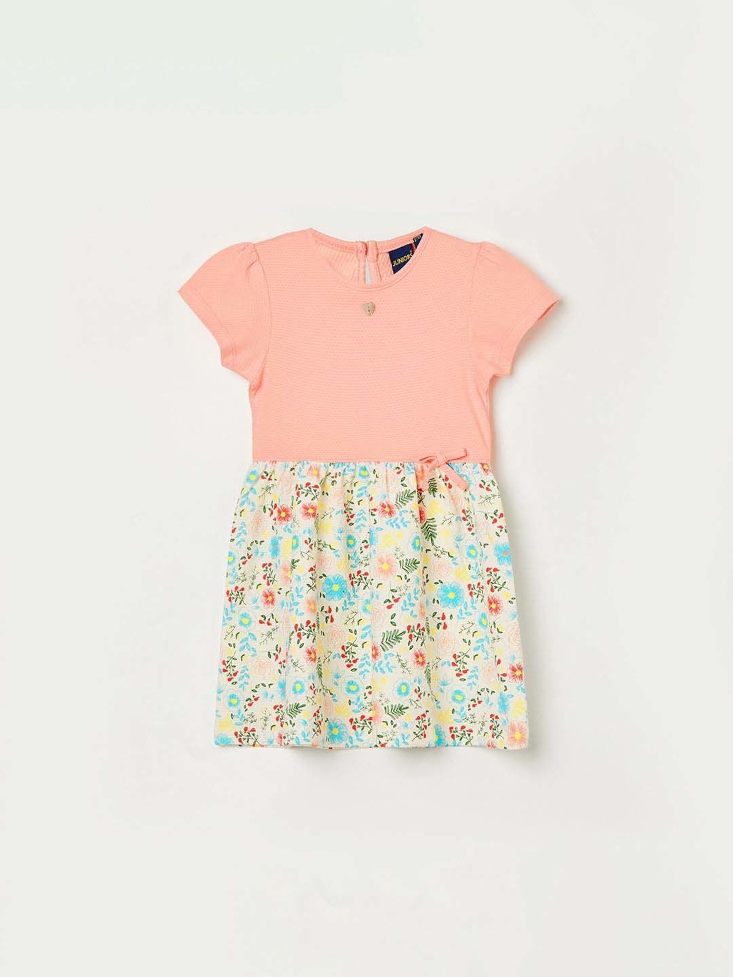 Juniors by Lifestyle Kids Peach Cotton Printed Dress