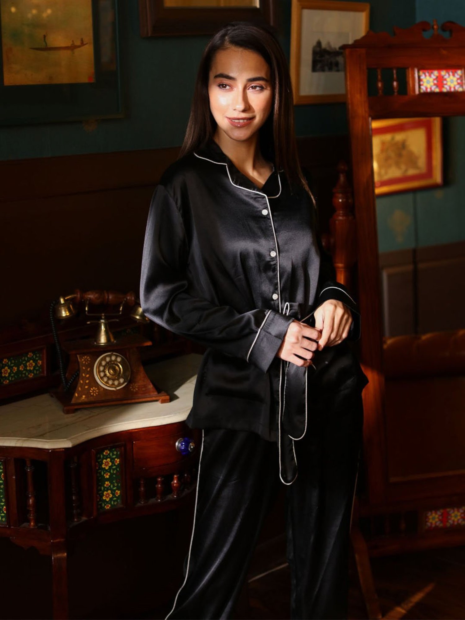 Dusk Attire Black Smooth Smoke Co-ord Set