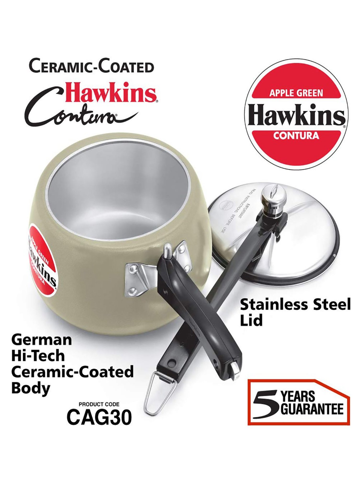 Borosil Silver Aluminium Pressure Cooker (5 L)