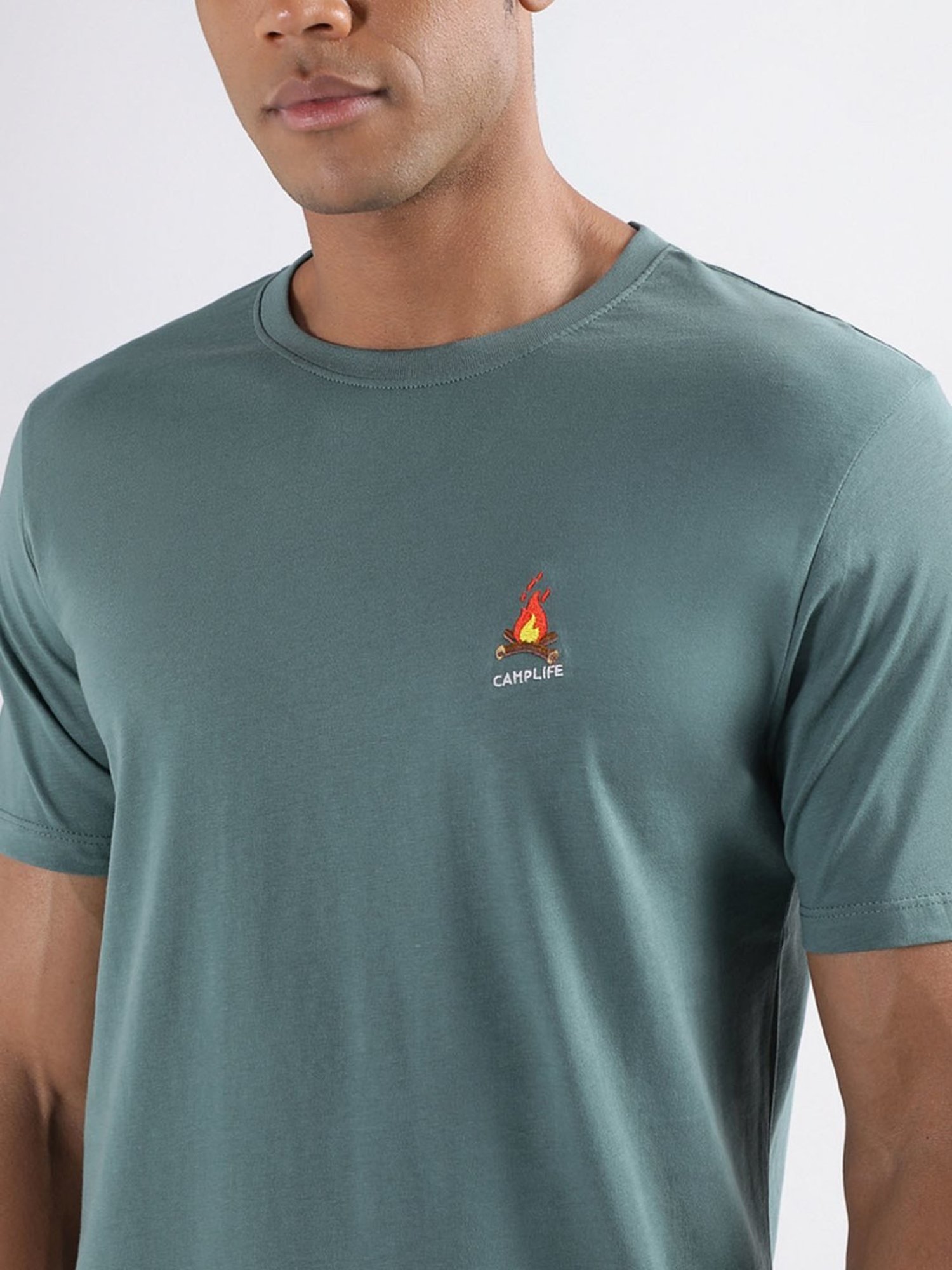Lindbergh Green Cotton Regular Fit T-Shirt