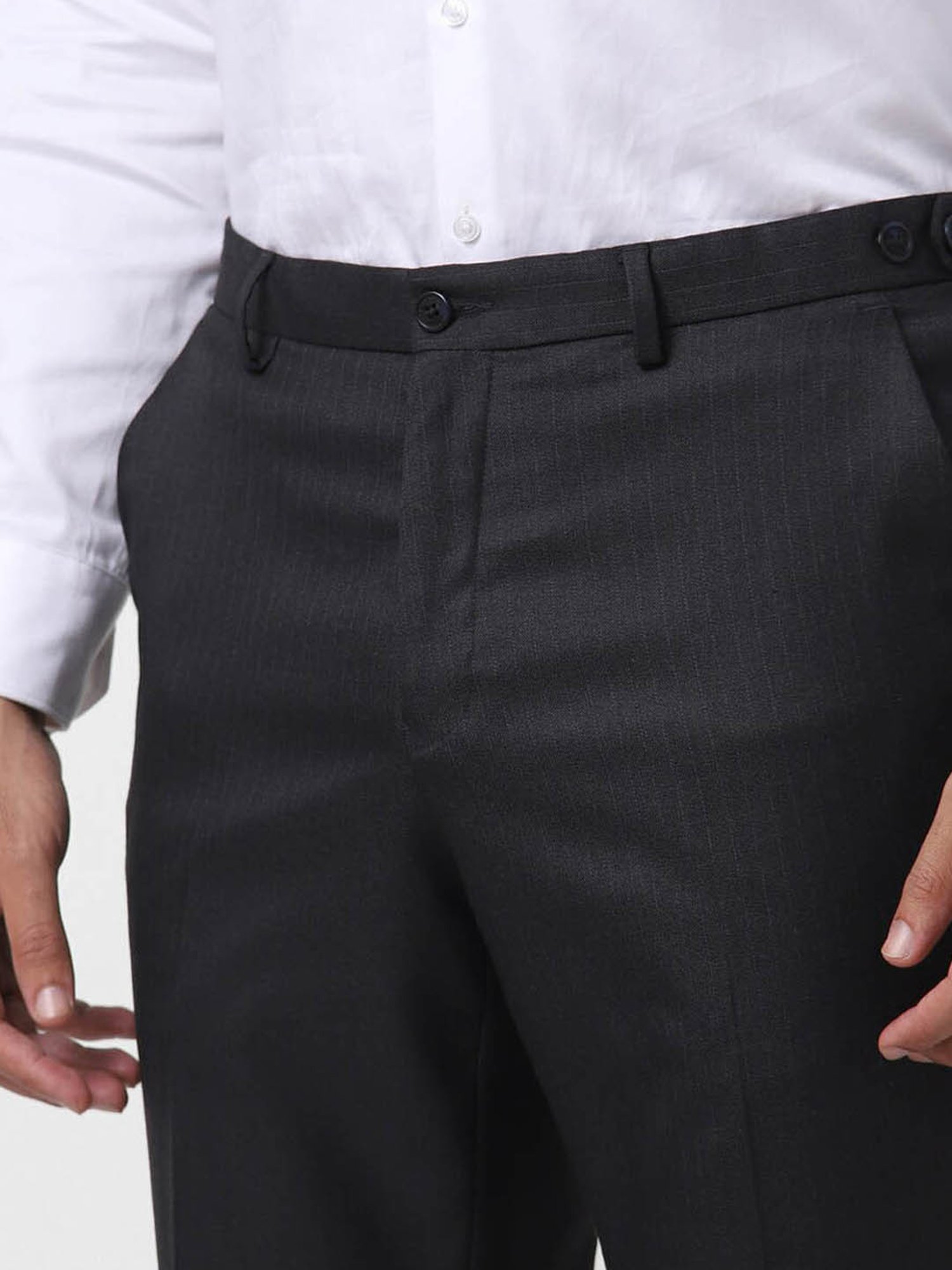 V Dot Z Black Skinny Fit Trousers