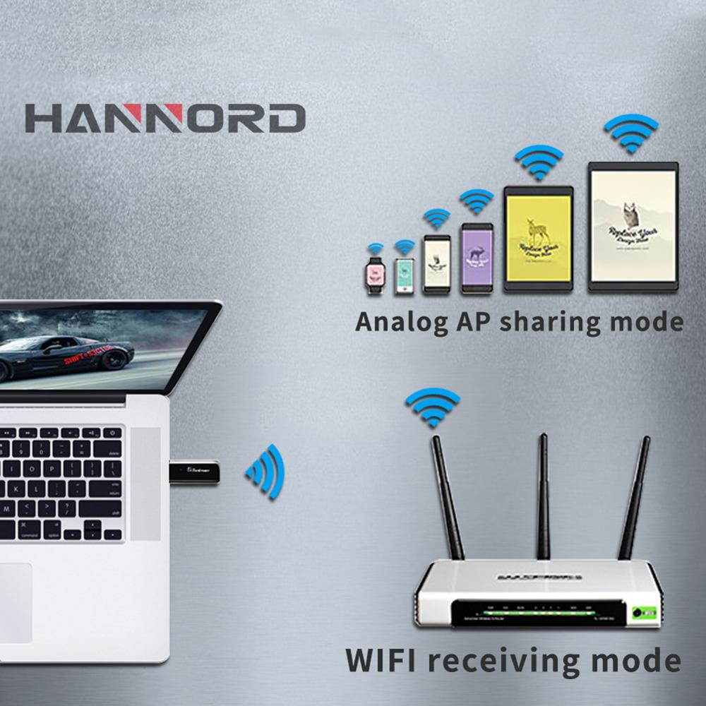 Hannord 1200Mbps USB WiFi Mini Network Adapter Dual Band AC 5.8GHz/866Mbps 2.4GHz/300Mbps USB 3.0 WiFi Adapter for Desktop Laptop PC with Windows XP/7/8/8.1/10 Linux Mac OS