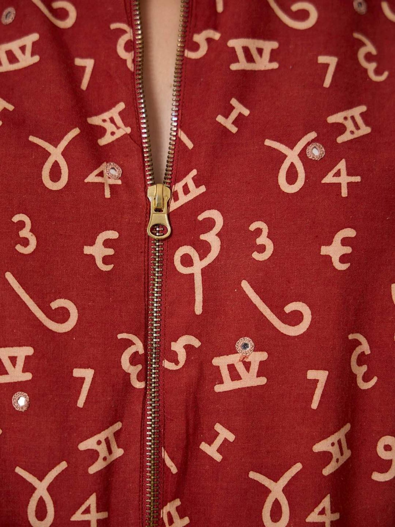 Okhai Maroon Pure Cotton Printed Bomber Jacket