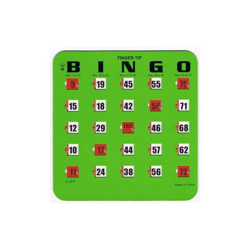 Easy Read 4-Ply Finger-Tip Shutter Slide Bingo Cards, Green