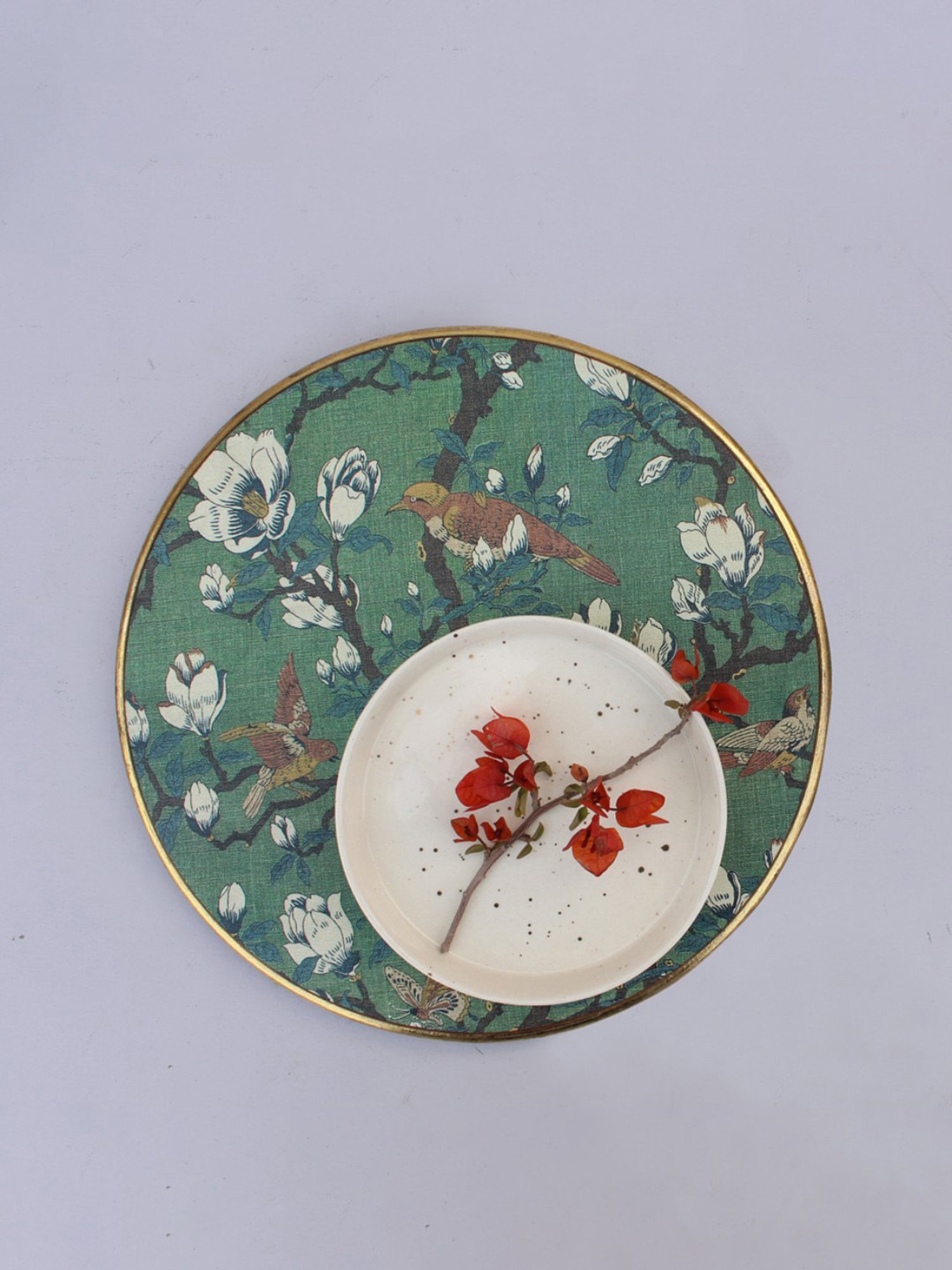 Karo Elira Printed Multicolor Wood Round Tray