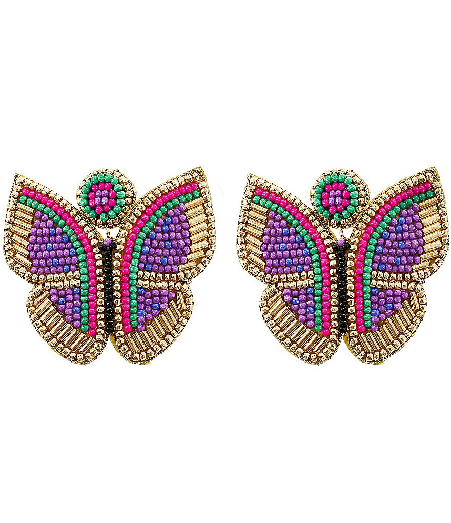 Panacea Seed Bead Butterfly Earrings