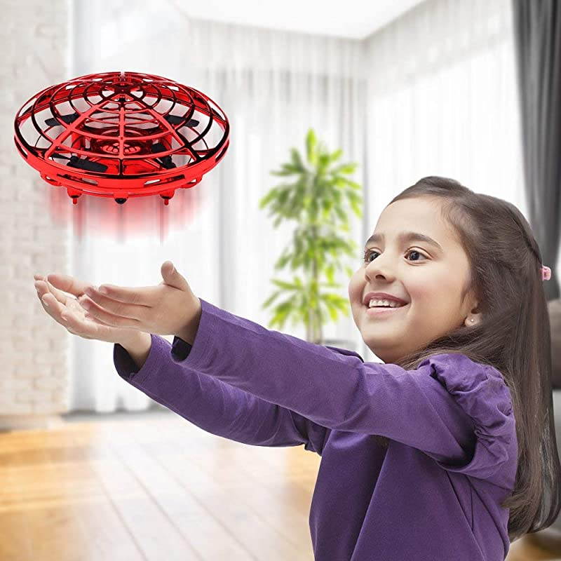 Drone RC Flying Toy for Kids Flying Ball Hand Controlled Quadcopter Light Up Flying Toys Two Speed AutoAvoid Obstacles 360Rotating Helicopter Outdoor Toys Fall Halloween Birthday Gifts