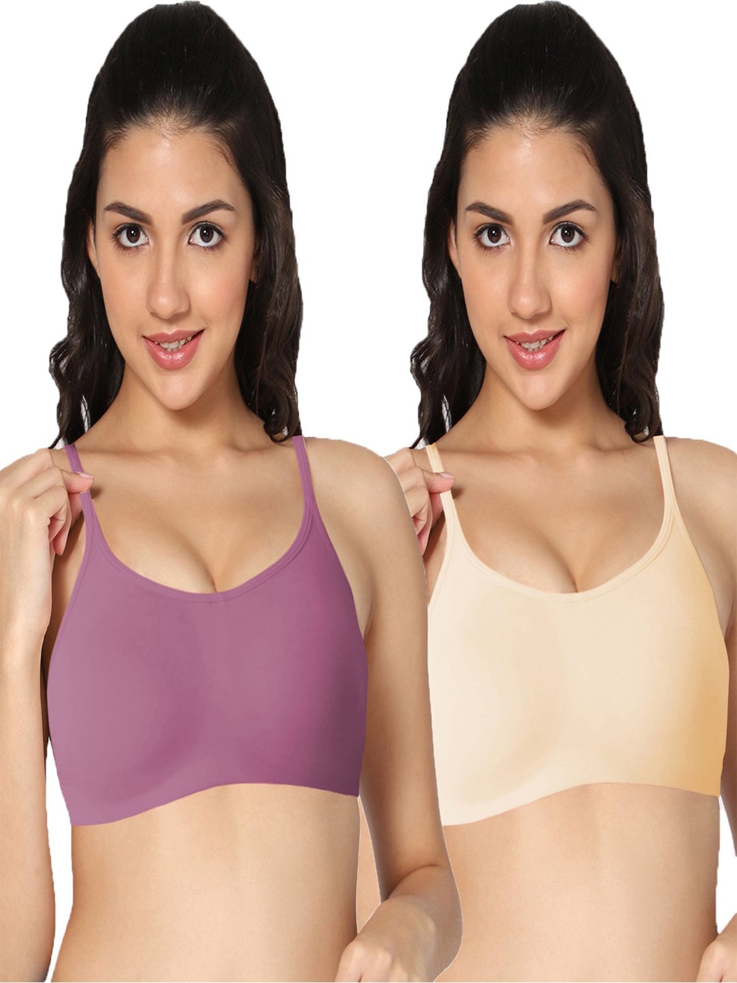 IN CARE Purple & Skin Sports Bra- Pack of 2