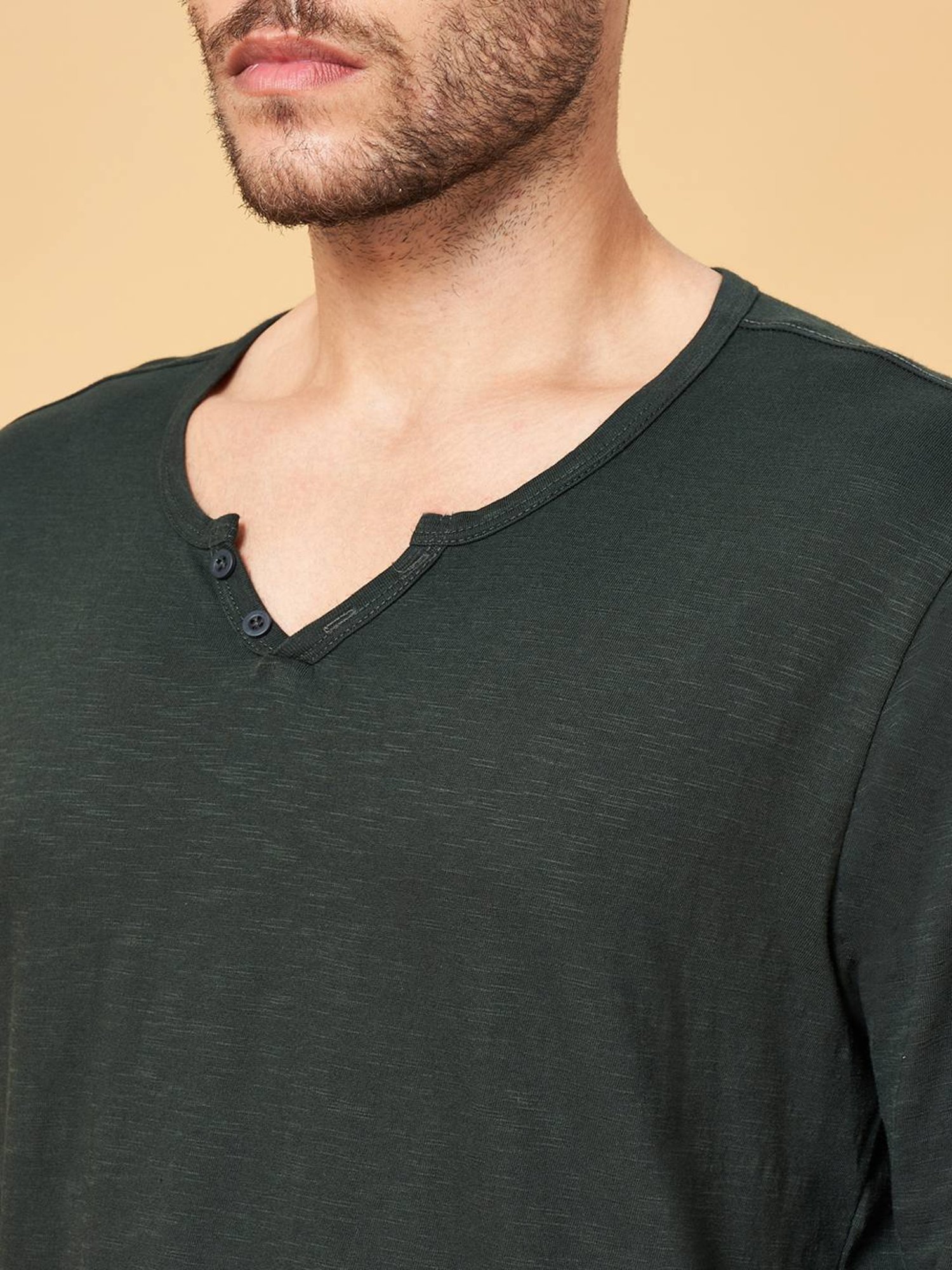 Urban Ranger by Pantaloons Dark Olive Slim Fit T-Shirt