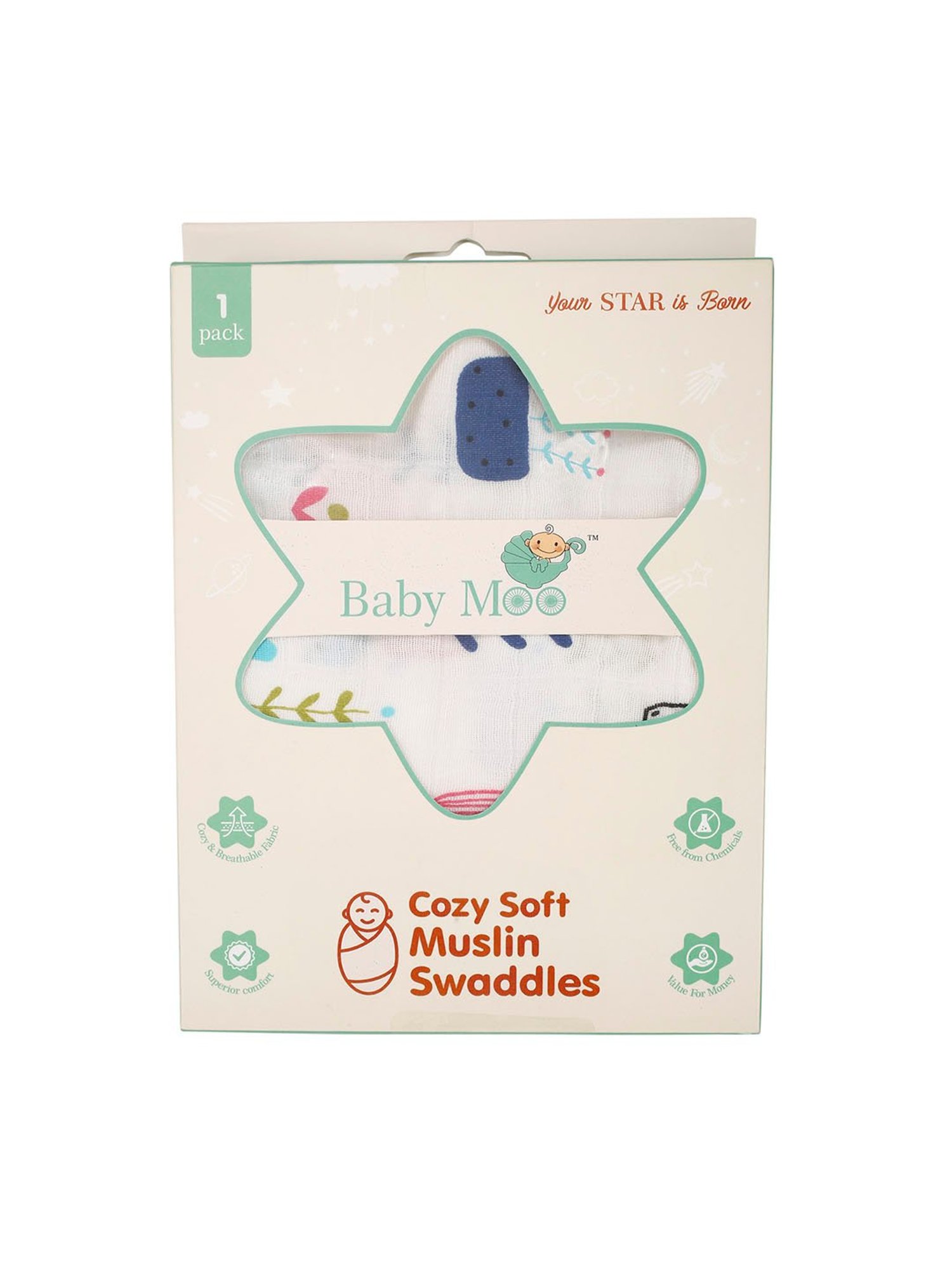 Baby Moo Plant Lover Multicolour Muslin Swaddle
