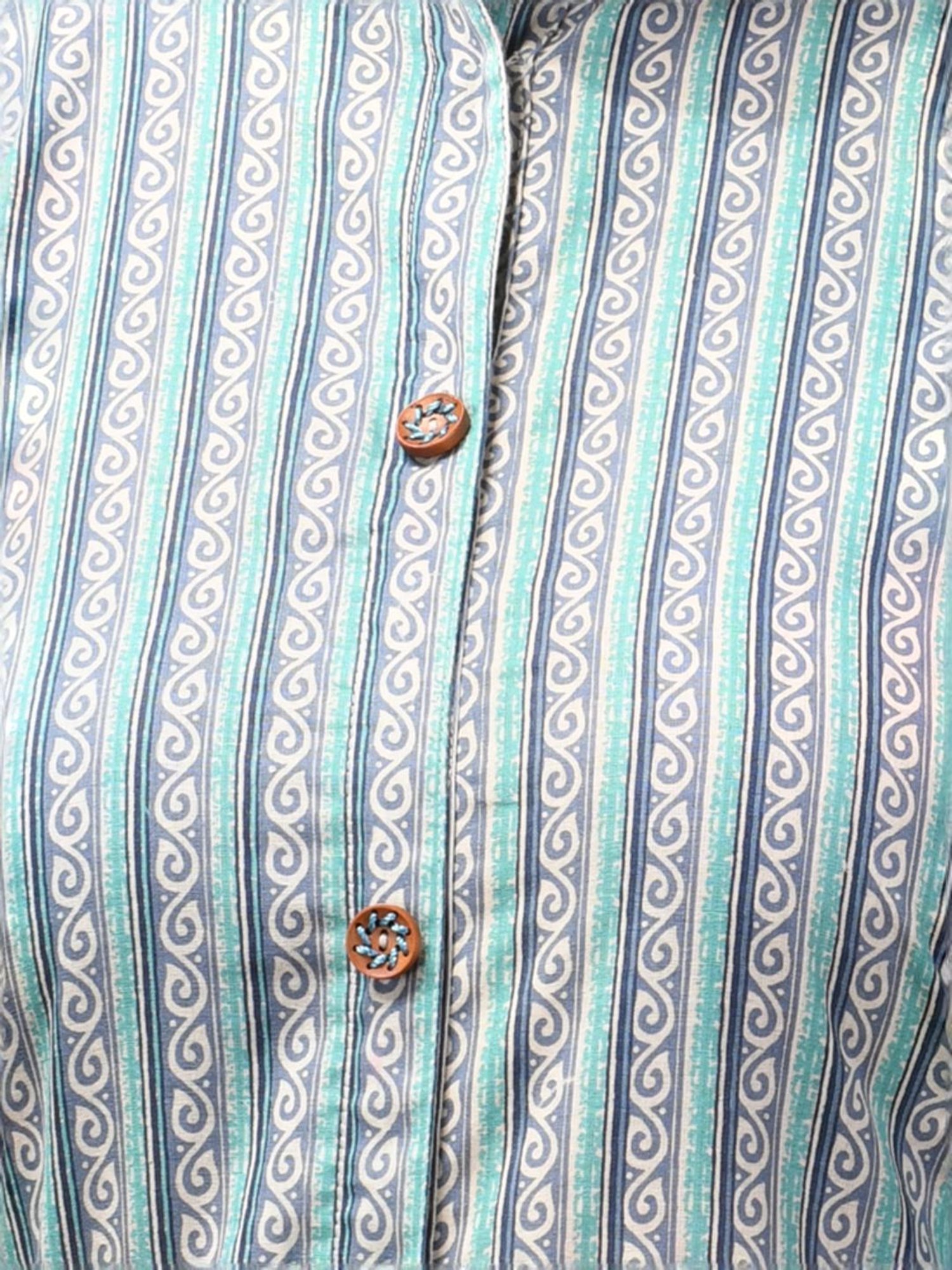 CHARUKRITI Blue Cotton Printed A Line Kurta