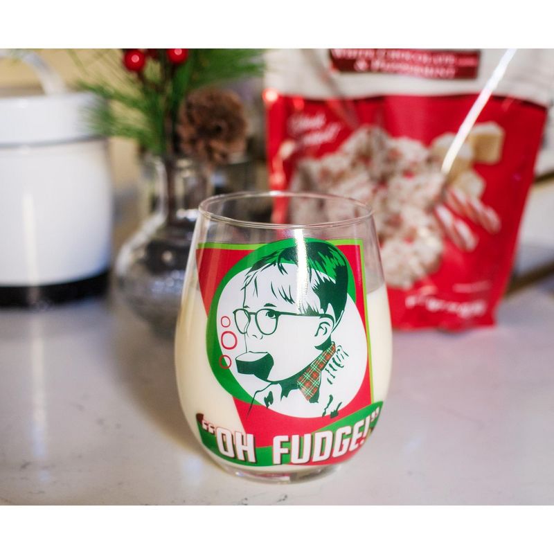 Silver Buffalo A Christmas Story "Oh Fudge!" Stemless Wine Glass | Holds 20 Ounces