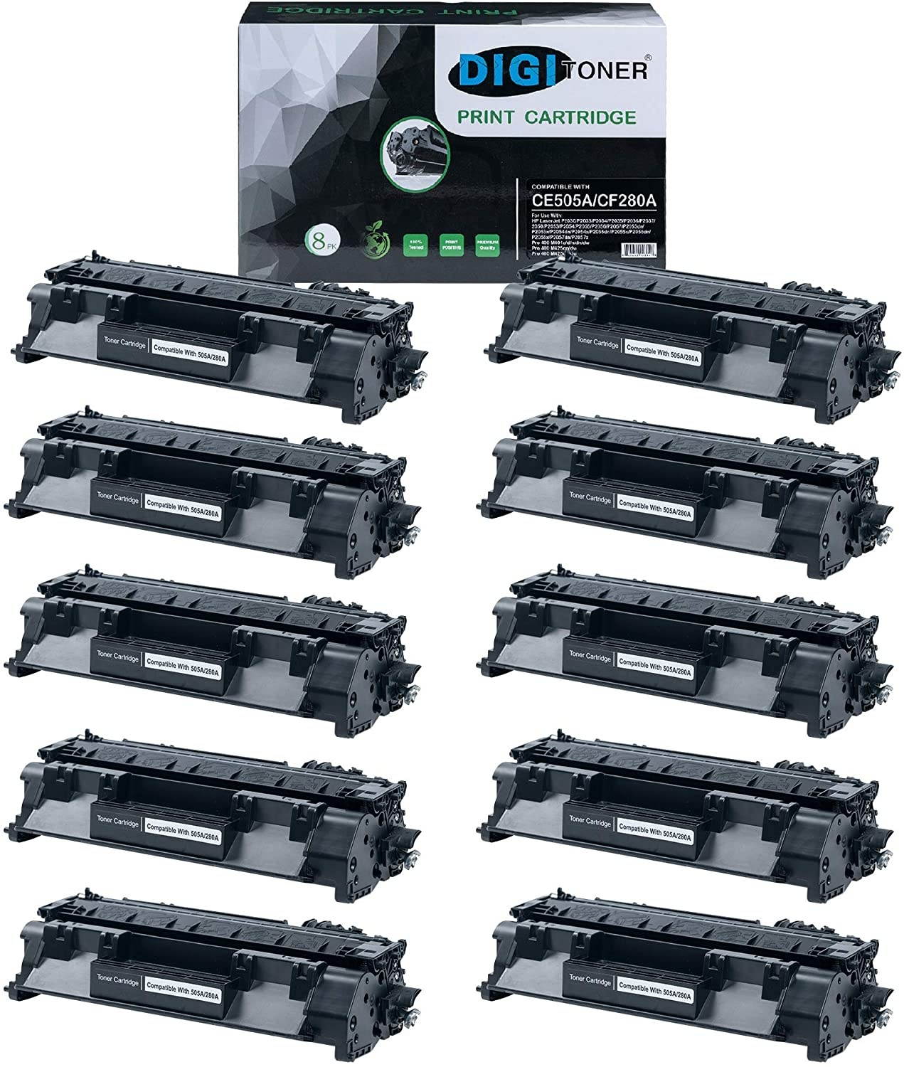 TonerPlusUSA New Compatible CE505A 05A Black Replacement Toner Cartridge for Laser Jet P2035 P2035n P2050 P2055x P2055dn (Black, 10 Pack)