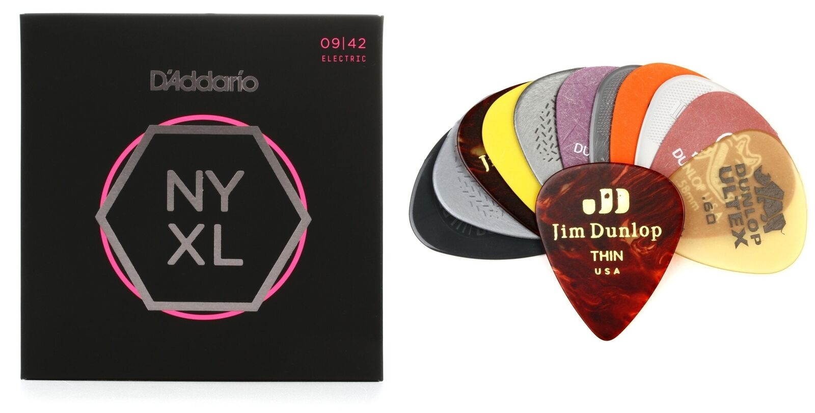 D'Addario NYXL0942-3P + Dunlop PVP101 Value Bundle