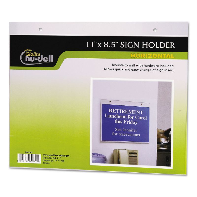 Nudell Clear Plastic Sign Holder Wall Mount 8 1/2 x 11 38008Z