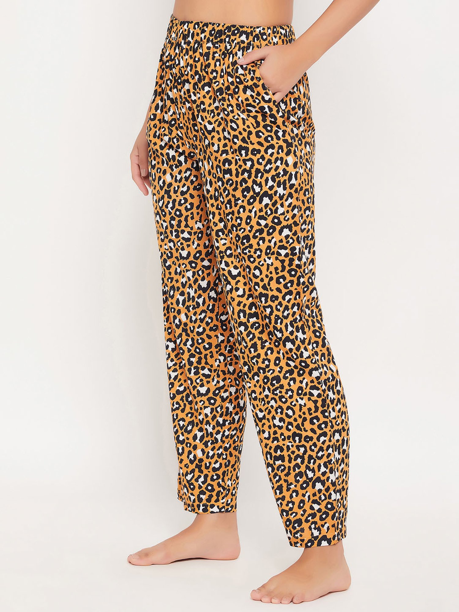 Clovia Mustard Animal Print Pyjamas