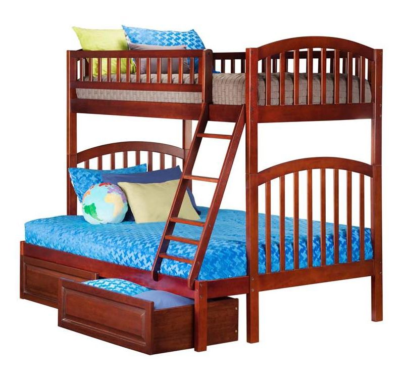 Richland Bunk  Twin over Twin w/ Raised Panel Trundle  Antique Walnut - Atlantic Frame