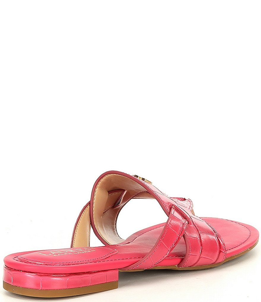 Lauren Ralph Lauren Rosalind Croco Embossed Leather Sandals