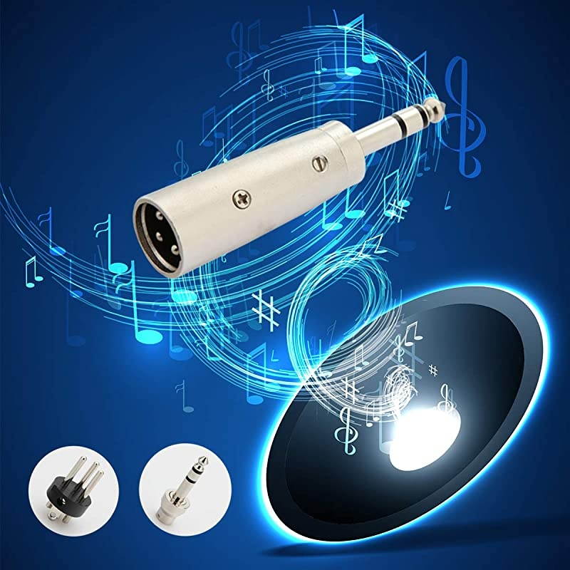 XLR Male to 1/4 Adapter, 6.35mm TRS Stereo Plug to XLR Male Audio Adapter Gender Changer Connector, Silver, 1 Pack -