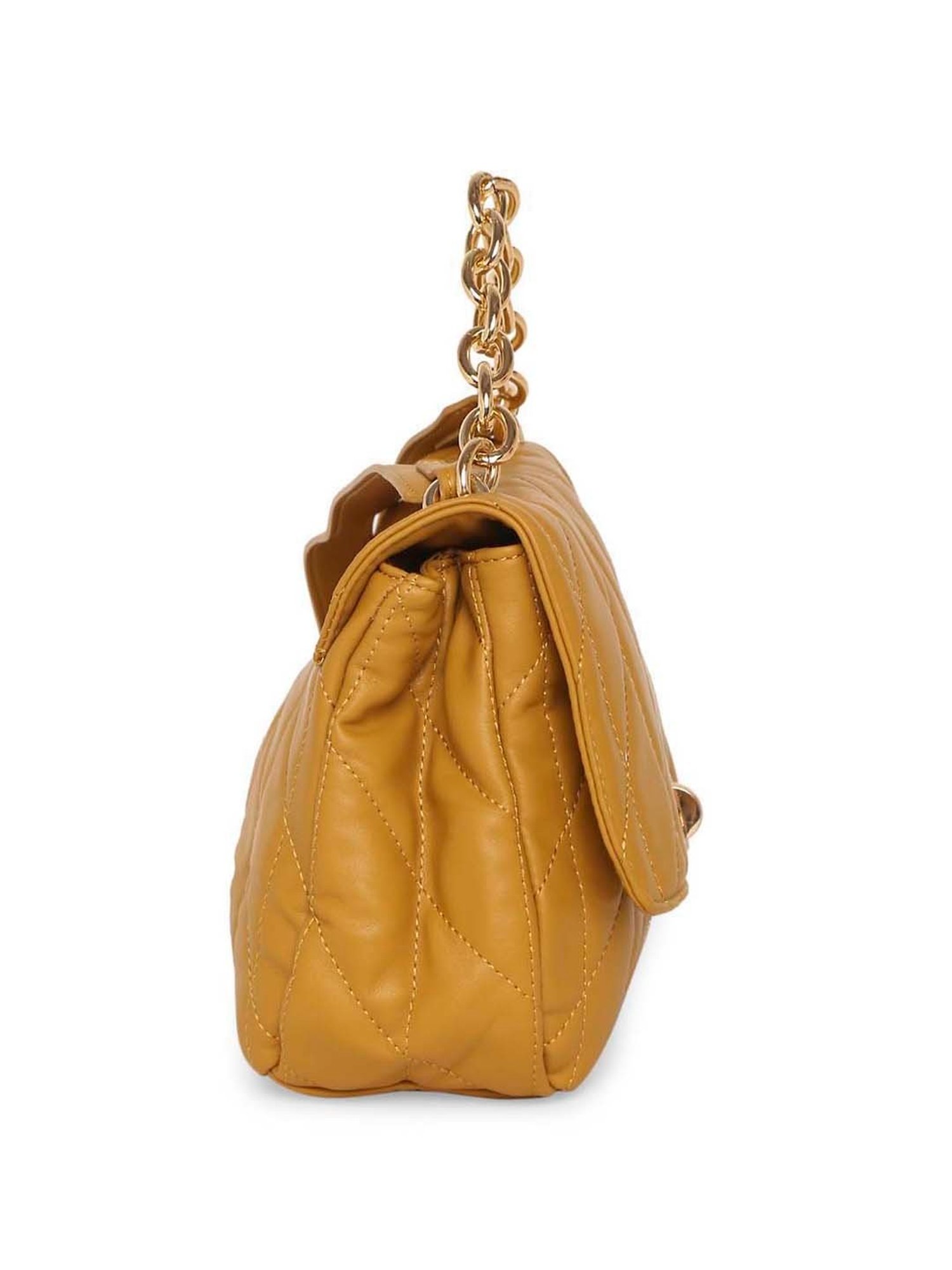 Marina Galanti Yellow Quilted Medium Satchel Handbag