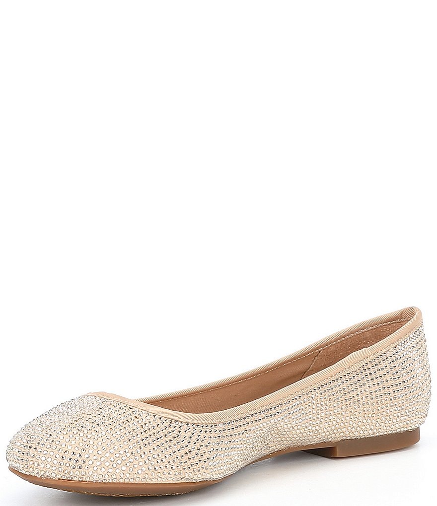GB Star-Brite Microfiber Rhinestone Detail Ballet Flats