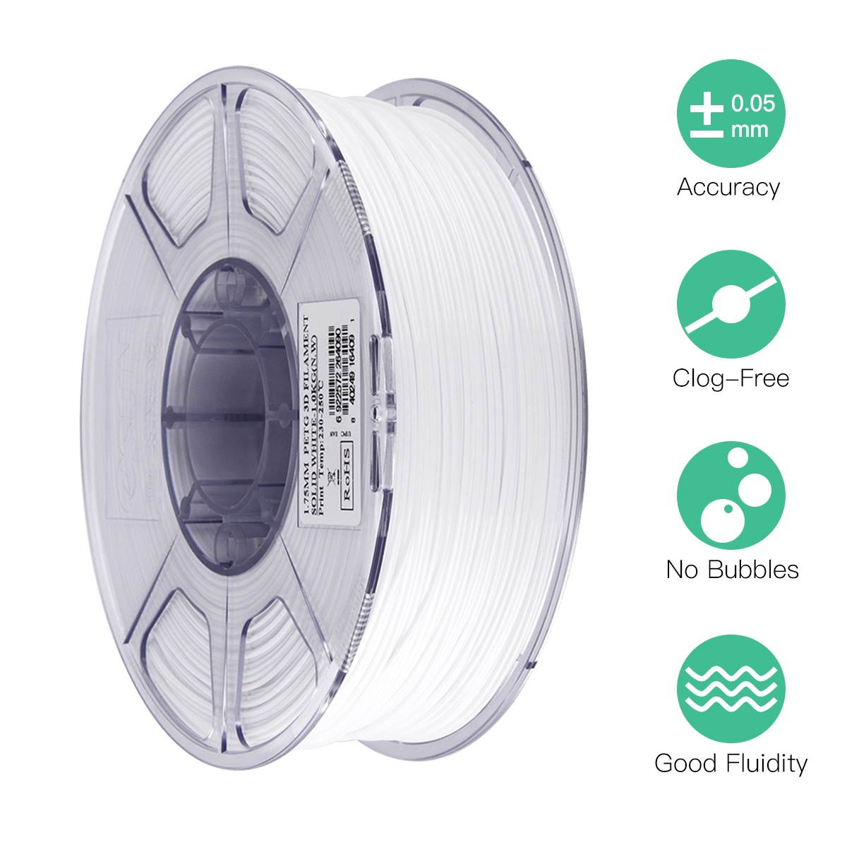 eSUN PETG 1.75mm 3D Printer Filament Printing Consumables Dimensional Accuracy: +/- 0.05mm 1kg(2.2lb) Spool Material Refills Solid Green