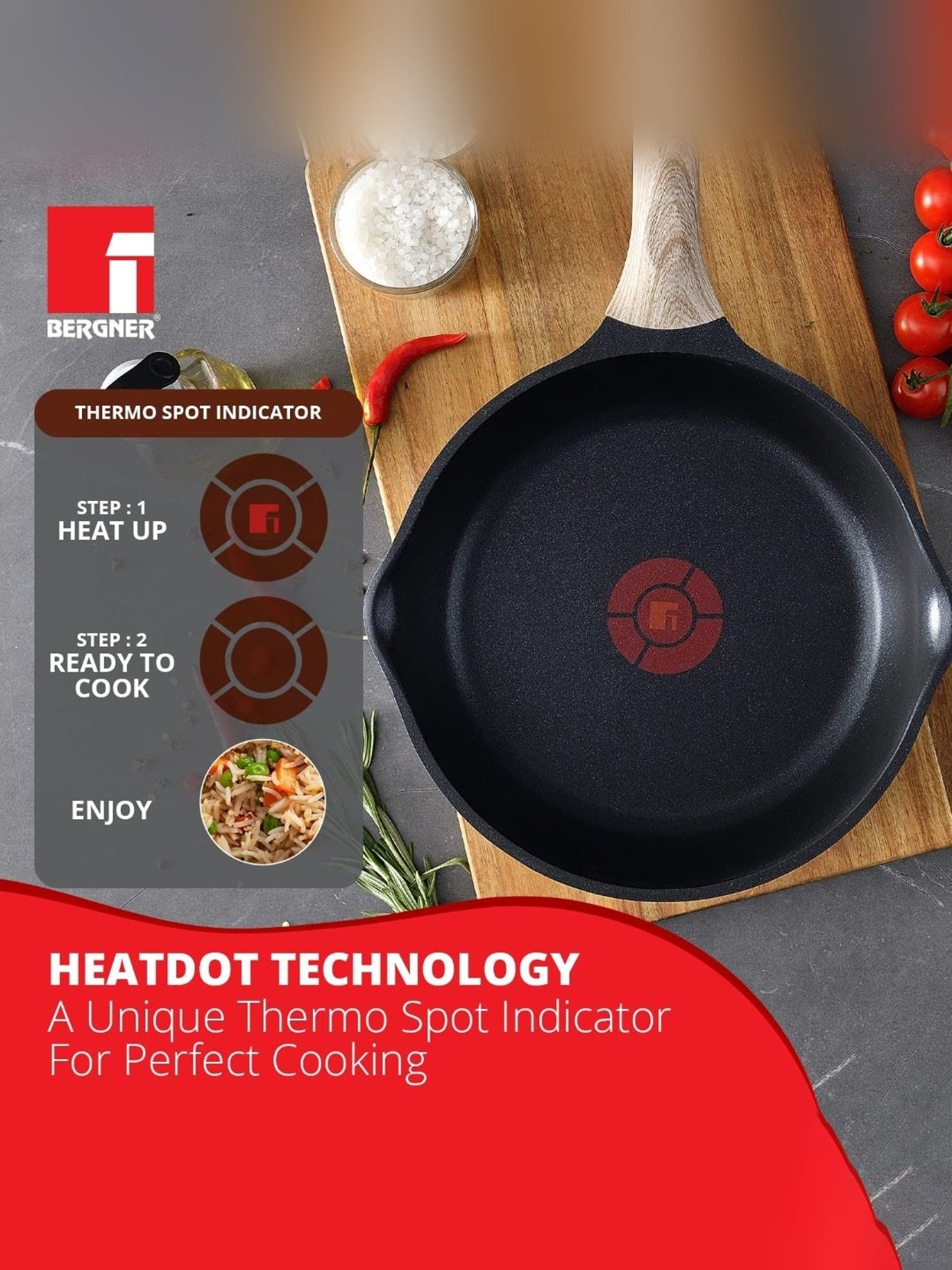 Bergner Grey Non-Stick Marble Induction Base Frypan - 28cm (2.5L)