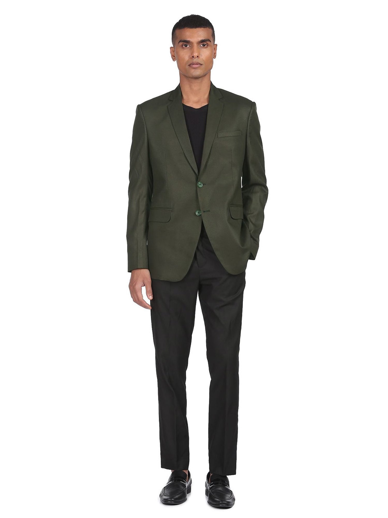 AD by Arvind Green Notched Lapel Blazer